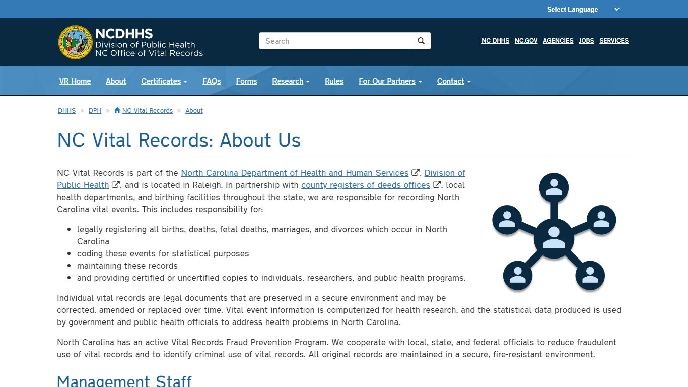 NCDHHS: DPH: NC Vital Records: About Us
